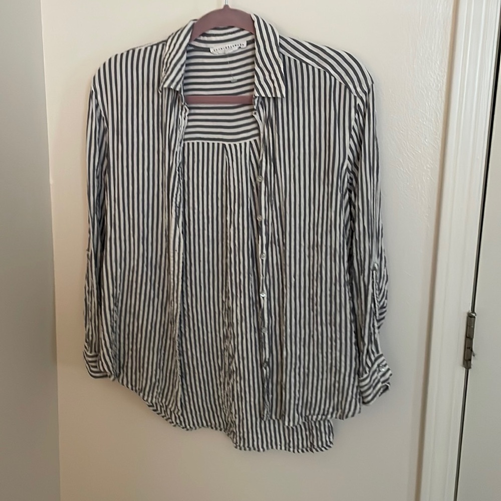 Blue and white stripped button down